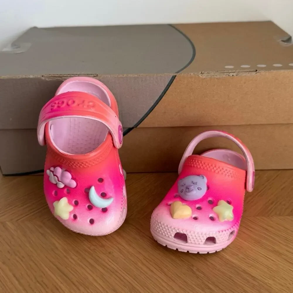 Crocs Classic Slumber Party Pink / Multicolor Toddler Sandals - SZ 4 C
